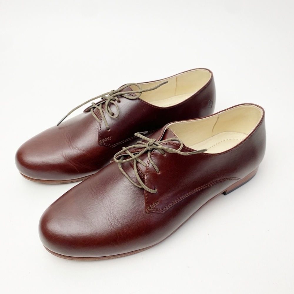 NEW Nisolo Women's Oliver Leather Oxford in Brandy, Size 7.5 EU 38 Leather Laced